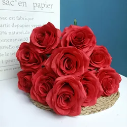 Exquisite Dutch Rose Bridal Bouquet - Elegant Artificial Floral Decoration for Weddings, Home Decor, and Photography Props (Bright red)