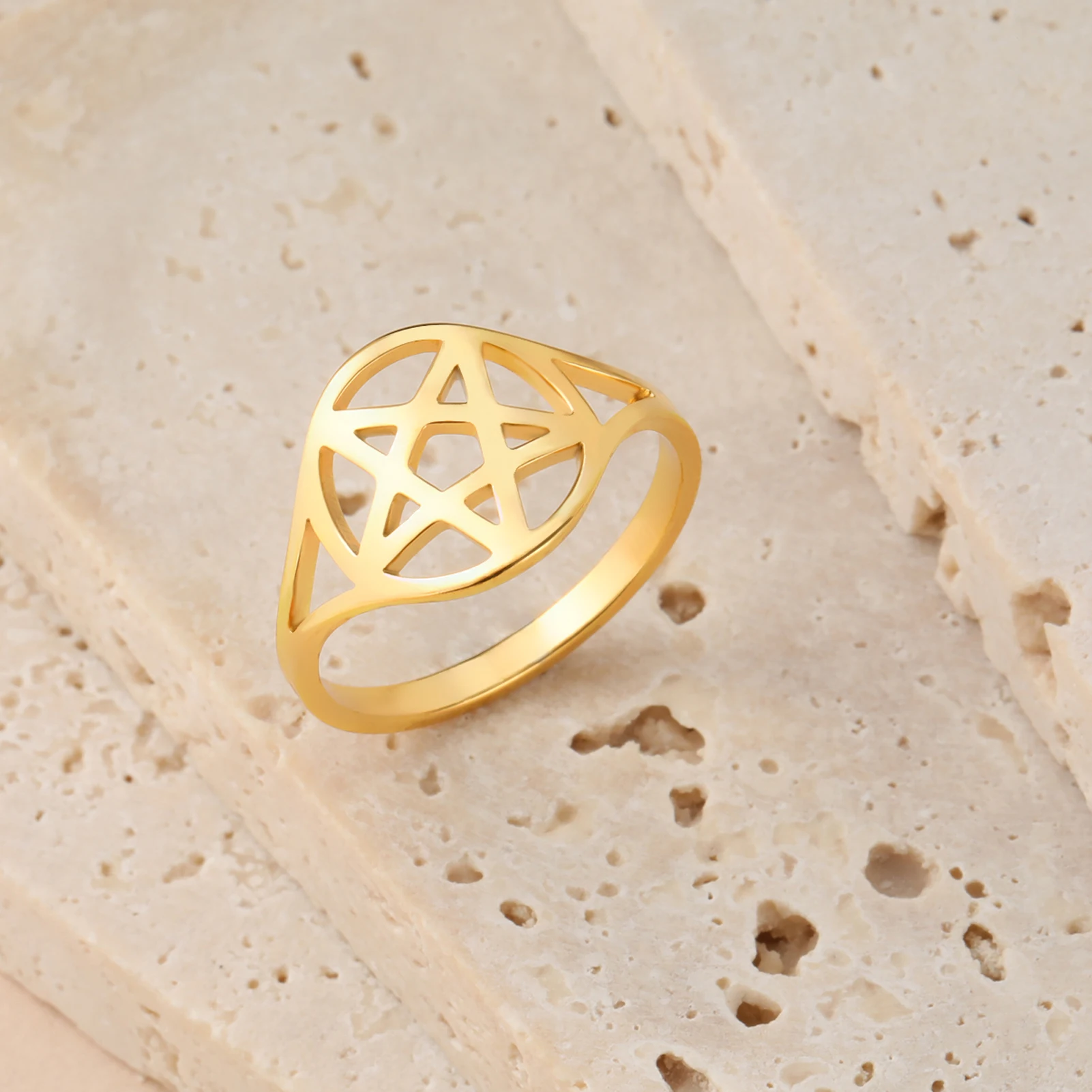 Pagan Symbol Pentagram Ring for Women Men Stainless Steel Star Couple Rings Engagement Wedding Gift Jewelry couples rings stainless steel ring finger ring wedding rings wedding ring