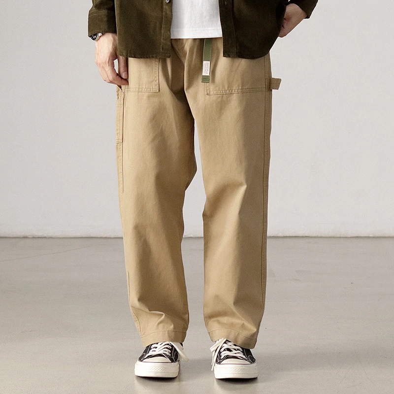 

Casual Pants Men's Japanese Retro Khaki Ami Khaki Nine-point Wide-leg Loose Straight Deck Overalls