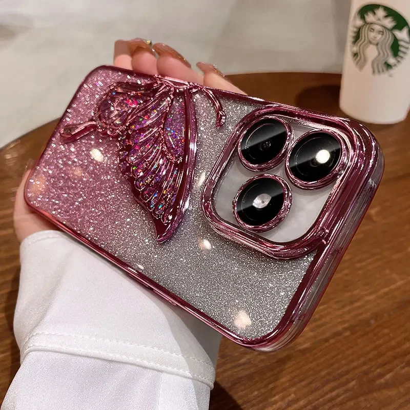 Luxury Bling Quicksand Butterfly Shockproof Phone Case