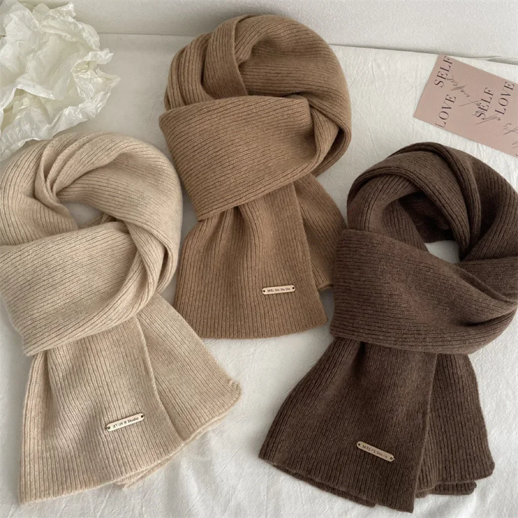 Wool Scarf Whole Solid Color Scarf for Women Versatile Autumn and Winter Scarf Thicken Warm Shawl Simple Tassel Scarves