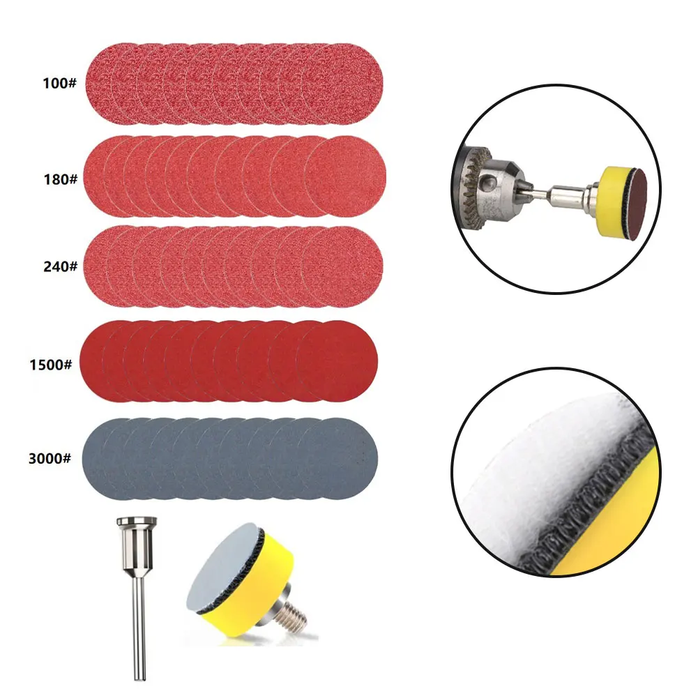 

52PCS 1 Inch Sandpaper Disc Kit Polishing Wheel With Abrasive Pad Sander Tool