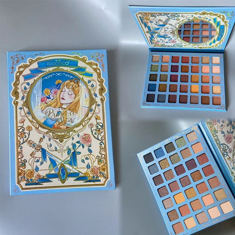 

New 36 Colors Anime Sleeping Beauty Cosmetic Eye Shadow Palette Pearlescent Matte Highlight Blush Makeup Fashion Portable Design