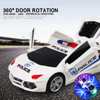 Giocattolo per auto della polizia per bambini con suono e luce a LED Porta apribile Ruota universale Pattuglia Poliziotto Veicolo da gioco Giocattolo per bambini Ragazzi Ragazze