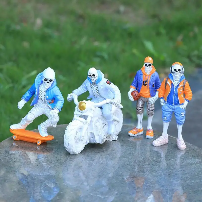 Cool Skeleton Figures Sports Series Halloween Skull Statue Tabletop Skeleton Skull Sculpture Bike Decorazioni Di Halloween Forniture