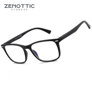 ZENOTTIC Fashion Square Reading Glasses Men Anti Blue Light Blocking Eyeglasses Computer Readers with Spring Hinge