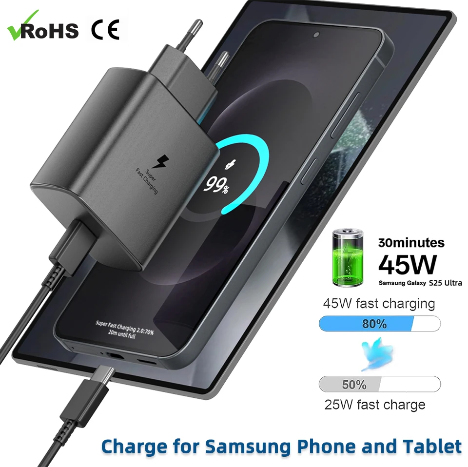 High-Power Samsung USB-C Fast Charger 45W