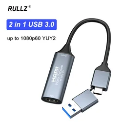 Ultra HD USB Video Capture Card - 4K HDMI Video Grabber & Game Recorder (2in1 USB 3.0 U3)
