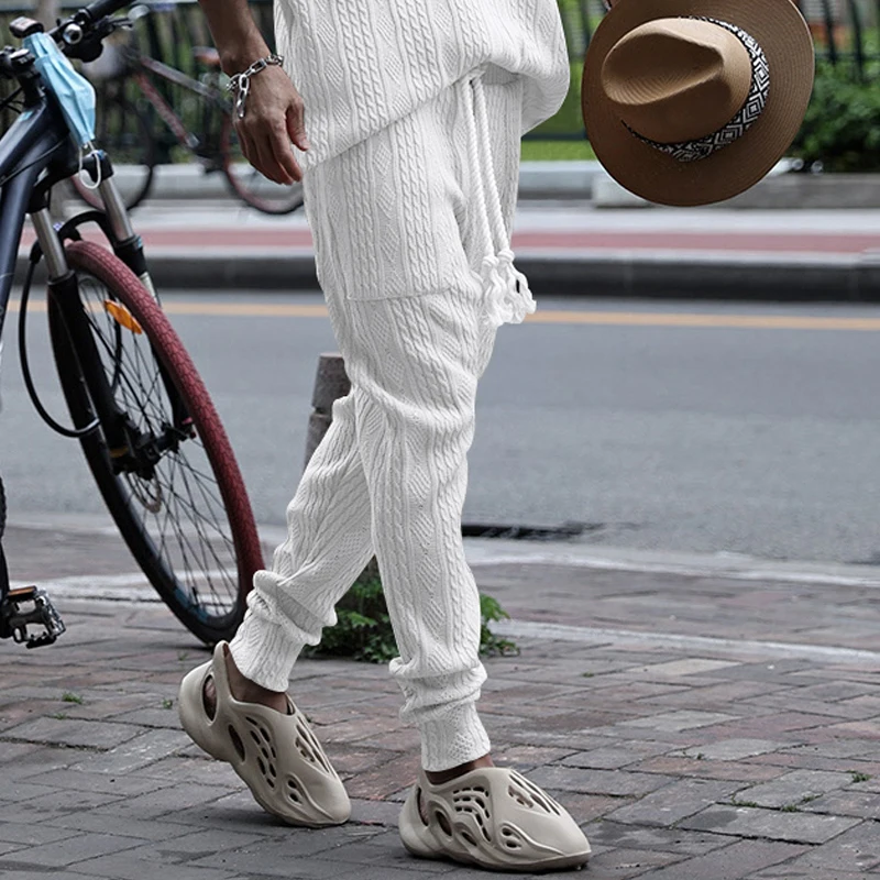 Spring and autumn new men's casual pants loose jacquard knit footband men's sports pants sport jogging trousers men casual pants