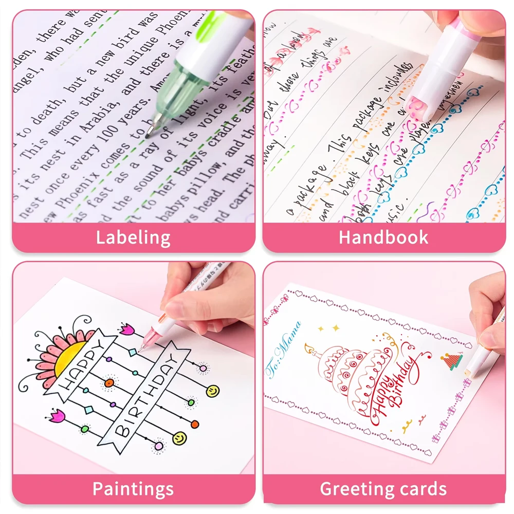 Kawaii Flower Shape Outline Highlighter Pens Curve Roller Tip Pens Marker Graffiti Pen Stationery School Gifts 3/6Pcs highlighter marker highlighter pen marker pen