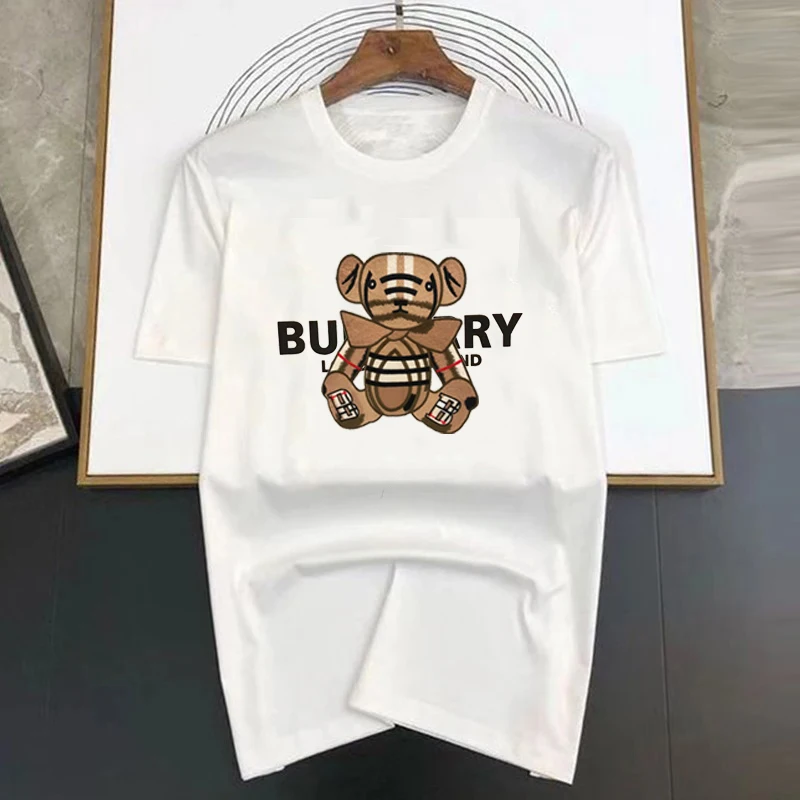 T Shirt Cotton T Shirt Women's Leisure Fashion Summer Round Neck T-shirt Pure Cotton Top Bear Letter Print