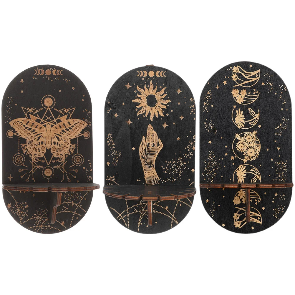 

3 Pcs Crystal Display Stand Decor Wooden Shelves Floating Shelf Fine Delicate Holder Aesthetic Wall