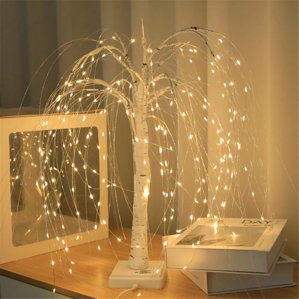 

LED Willow Christmas Tree Night Light 192LEDs Touch Control 8 Modes Fairy Night Lamp For Bedroom Wedding Party Home Decoration