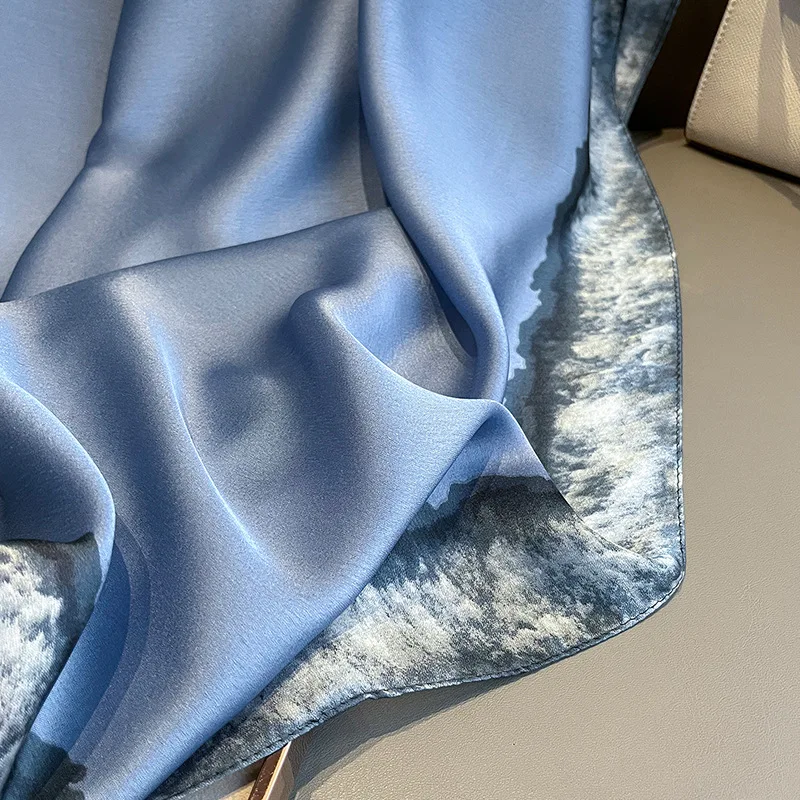 90X180CM Spring and Autumn Blue Camellia fashion summer Sunscreen beach Scarves scarves shawl Temperament scarf Holiday scarf 5