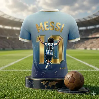 Kids Unisex Messi #10 Starry Gradient Football Soccer T Shirt Breathable Quick Dry Child Sportswear Training Fan Commemorative 1