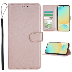 Deluxe Leather Flip Wallet Case with Card Slot & Magnetic Stand - Galaxy A16 5G (Rose gold)