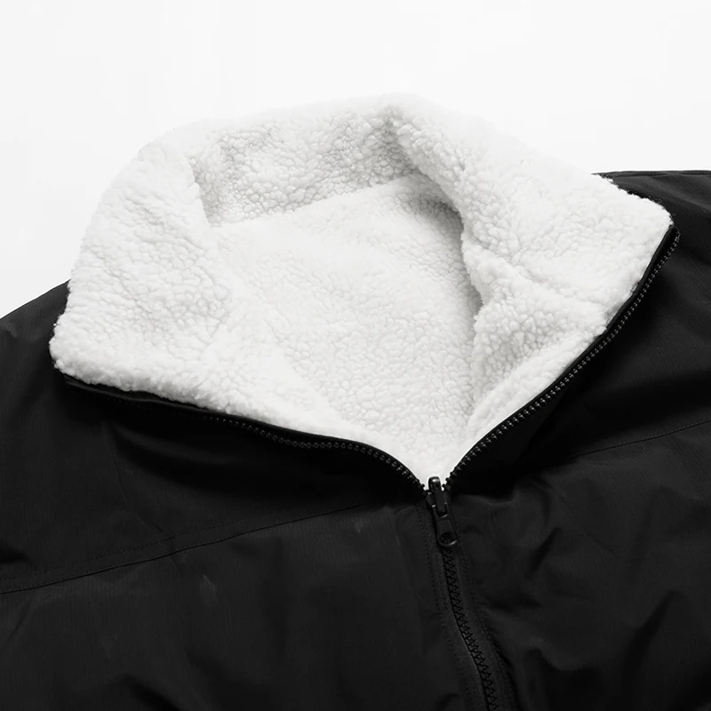 Winterjacken für Herren Wendbare Fleece-Gefütterte Baumwolljacke Übergröße 6XL 7XL 8XL Oversize Herbst Windbreaker Schwarz Plüsch Verdickt Locker – Detail 13