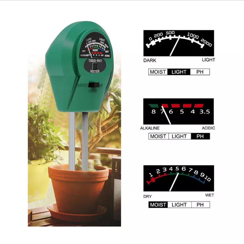 Reswat Analog 3-in-1 Professional Tools Soil Detector PH Moisture Sunlight Tester Sensor Kits Suitable For Gardens Farms 5