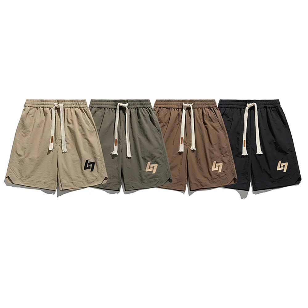 

Big pocket cargo shorts men's summer straight leg baggy plus size American fashion high arcade can wind five quarter pants