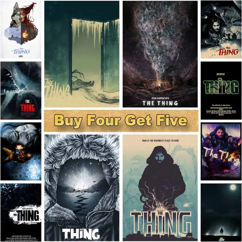 

White Paper The Thing Poster Mural Classic Horror Movie Prints Wall Decor Aesthetic Home Room Decoration Art Painting Pictures