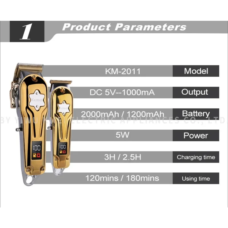 Kemei KM-2011    Ʈ, ǽ Ʈ LED ÷, ݼ  Ŭ, USB  Ʈ, ǰ