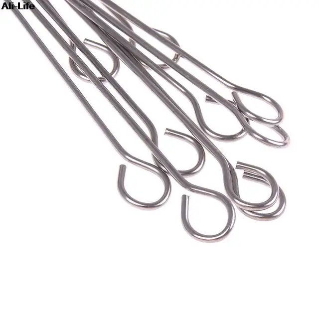 10Db Kültéri Kemping Piknik Hús Libakerek Kerek Sült Nyárs Rozsdamentes Acél Grillező Tű Barbeque Konyhai Edények - Image 5