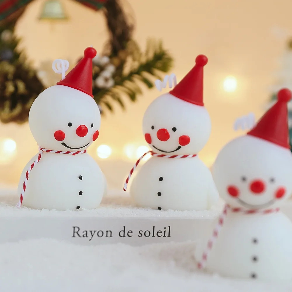 White-Snowman Christmas Scented Candles Birthday Party Anniversary Cake Decorations Creative Party Candle Mini Holiday Aroma - Image 4