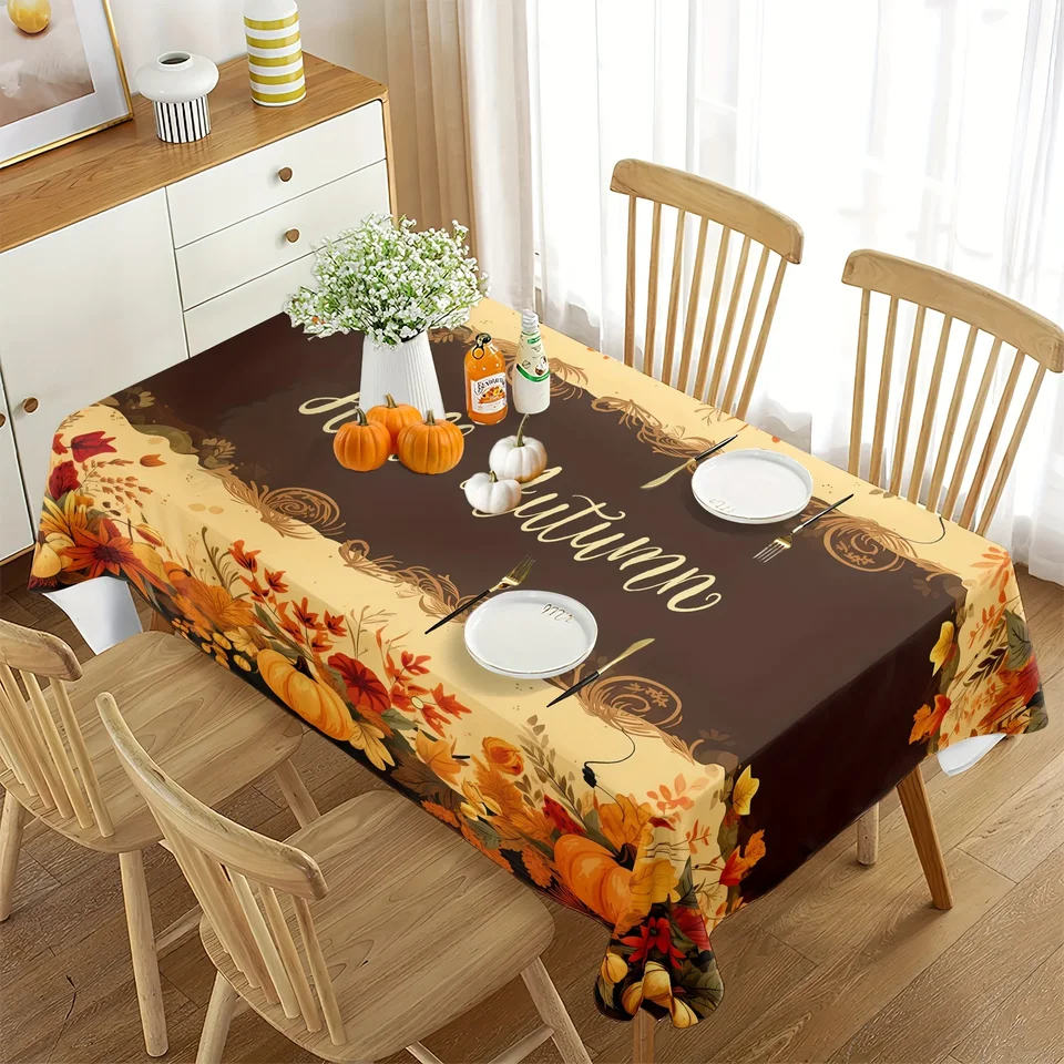 Thanksgiving Disposable Tablecloth - 108 X 54 Inch Plastic Waterproof Autumn Theme 8 thumbnail image