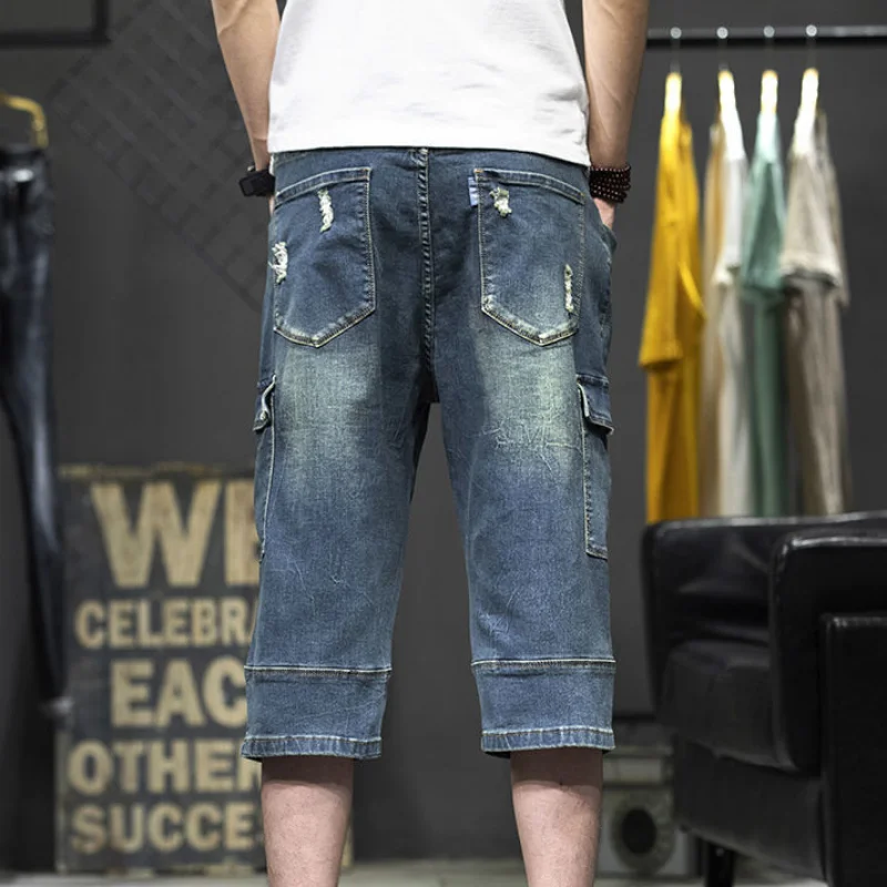 Cargo Man Denim Shorts Knee Length Half Long Bermuda Short