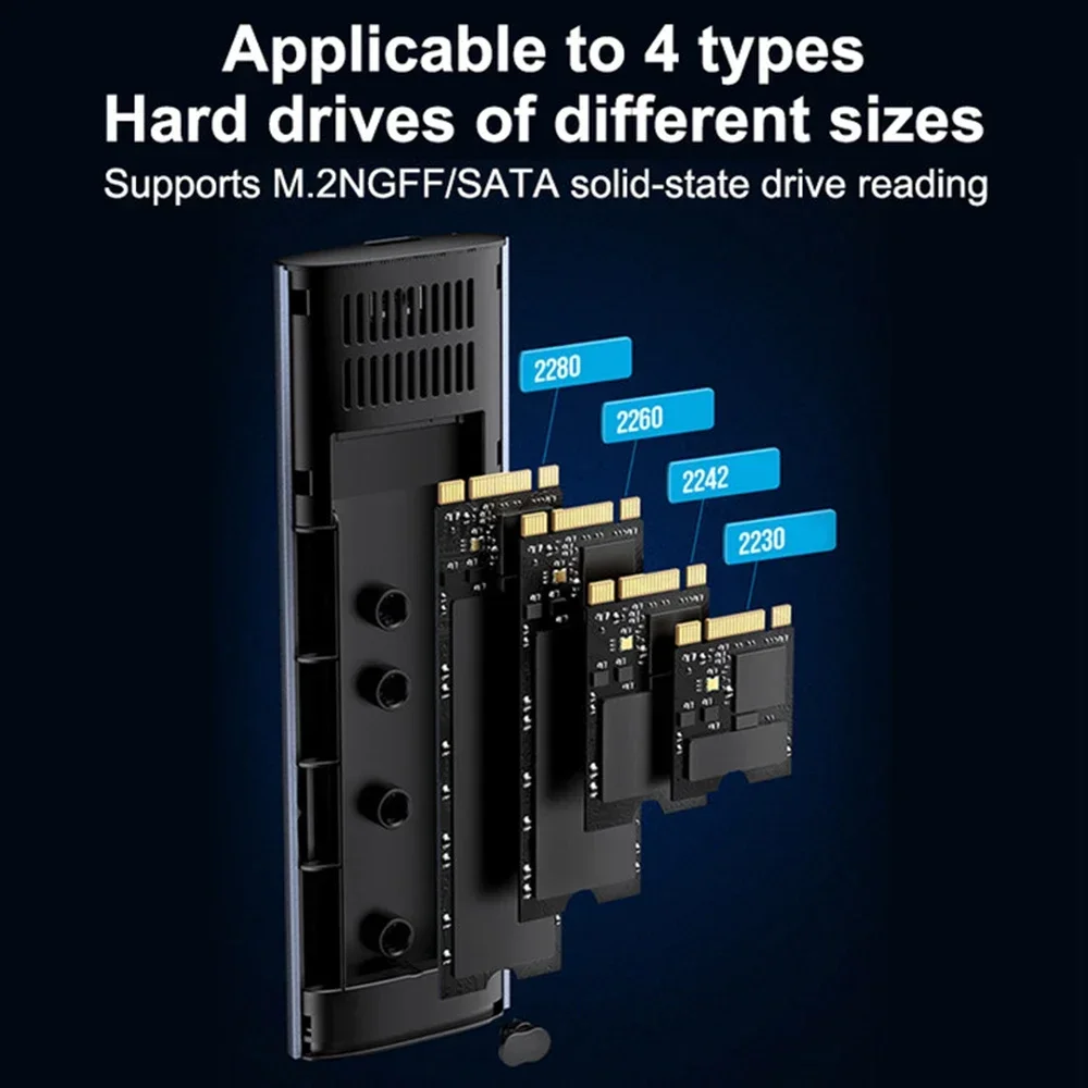 SSD Enclosure M.2 NGFF SATA USB Type C Transparent External for 2230 2242 2260 2280