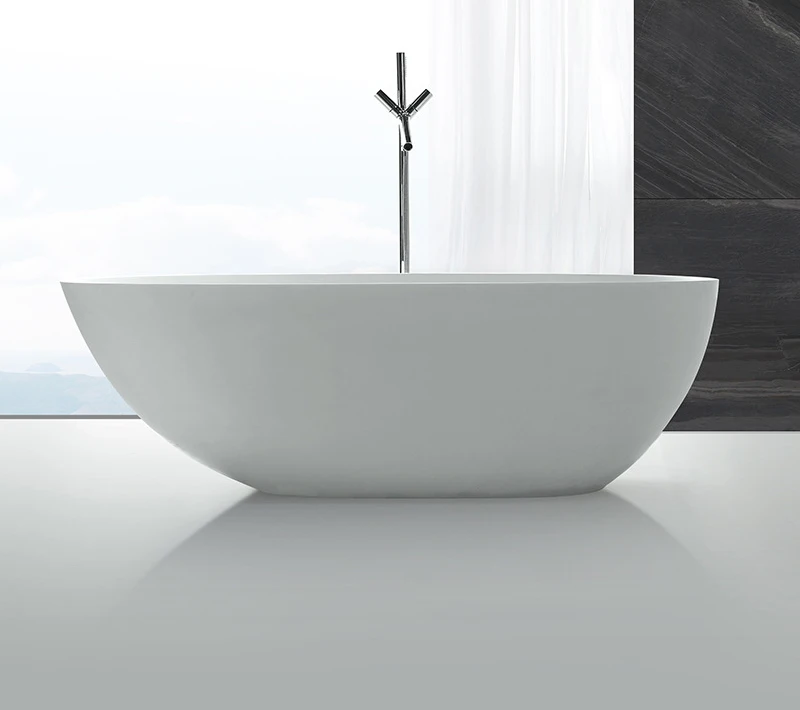 European Style Large Nordic Spa Integrated Seamless Massage Function Freestanding Hotels Crescent-Shaped Acrylic Bath Bathroom