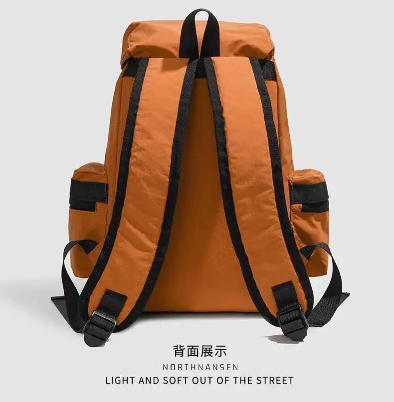 2025, frühjahr Neue Mittelschule Student Tasche Einfarbig Unisex Große Kapazität Casual Gute Qualität Nylon Tuch Rucksack – Detail 7