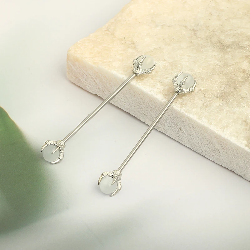 Mix stone industrial earrings for women 14 gauges industrial piercing jewelry mix 3 colors wholesales stainless steel barbell ea