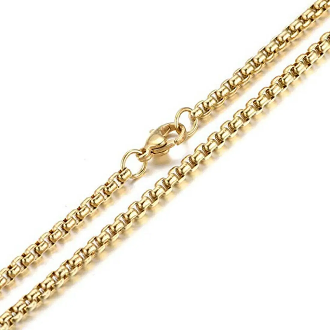 10 Pieces - 2/3/4mm Wholesale Gold Necklace For Pendant Stainless Steel Necklace Tarnish Resistant Round Box Chain Necklaces