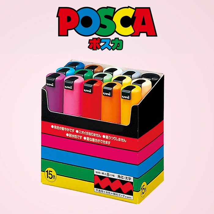 Japan Uni Posca Markers Set 8/15 Colori Marker Permanent Graffiti Advertising Acrilico Paint Pen Highlighter Art Supplies Station