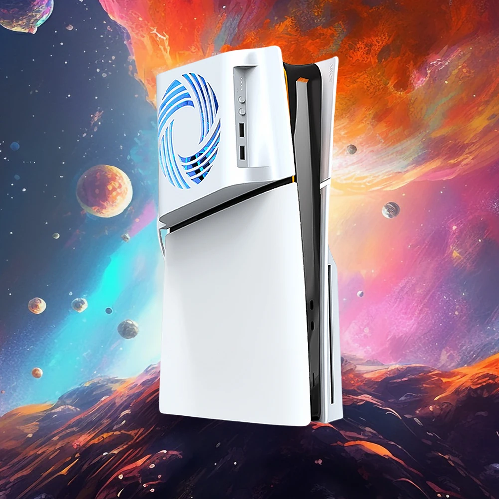 RGB 라이트 콘솔이 있는 냉각 선풍기, 조용한 쿨러, USB 허브, 콘솔 측면 온도 제어 냉각 선풍기, PS5 슬림 액세서리