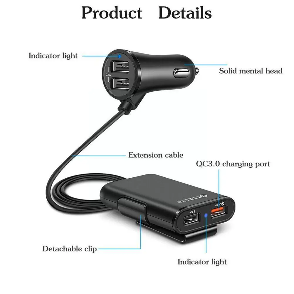   , 4 Ʈ, QC3.0, 2.4A, 3.1A, USB  ,  USB  , 5.6ft  ڵ ̺, M0I6