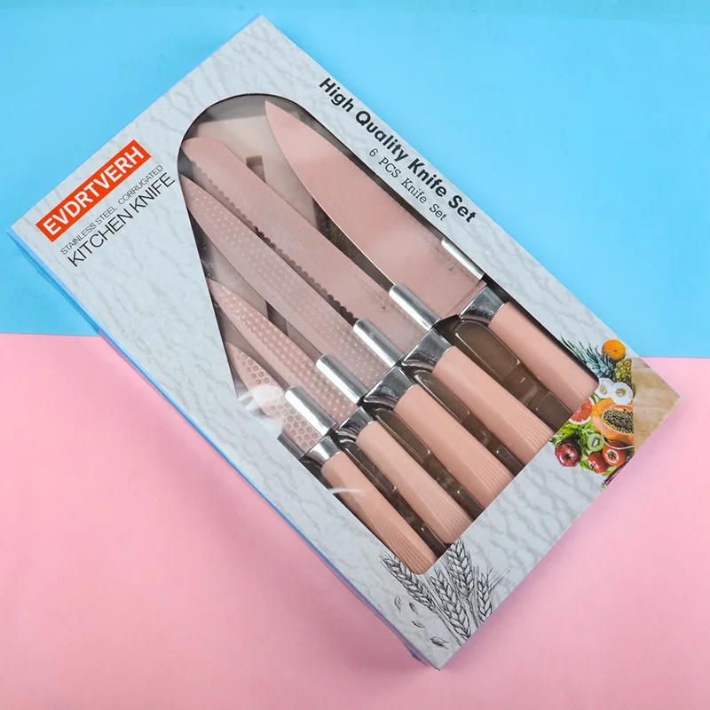  Juego de cuchillos de cocina profesional rosa de 9 piezas para  chef, juego de cuchillos súper afilados con soporte acrílico, juego de  bloques de cuchillos de acero inoxidable para cocina con