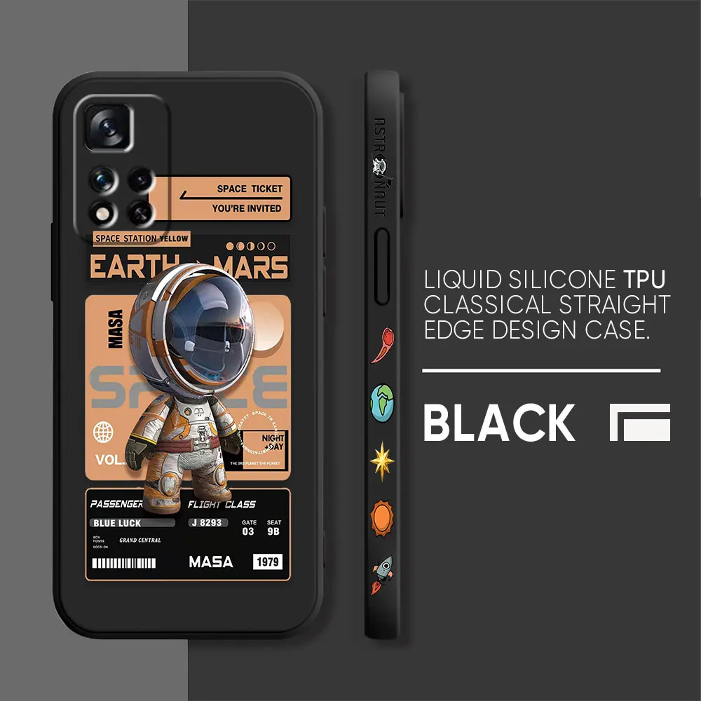 Case For Redmi Note 12 11 11T 11R 11E 10 9 8 7 7S PRO PLUS 4G 5G Simple Liquid silicone Case Stylish Luxurious Space Astronauts