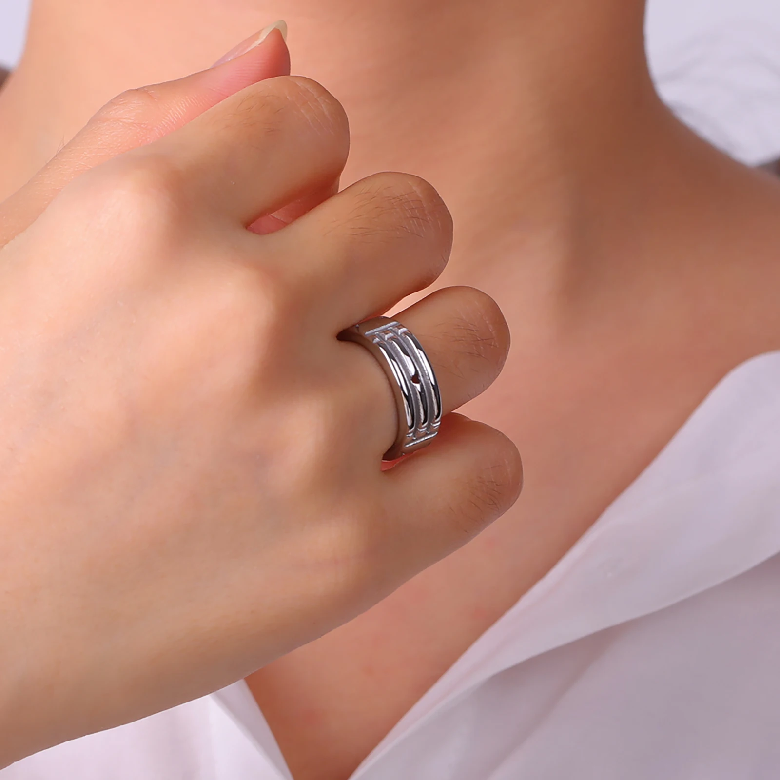 couples rings Skyrim stainless steel amulet Atlantis ring men women minimalist wedding band anniversary jewelry gift