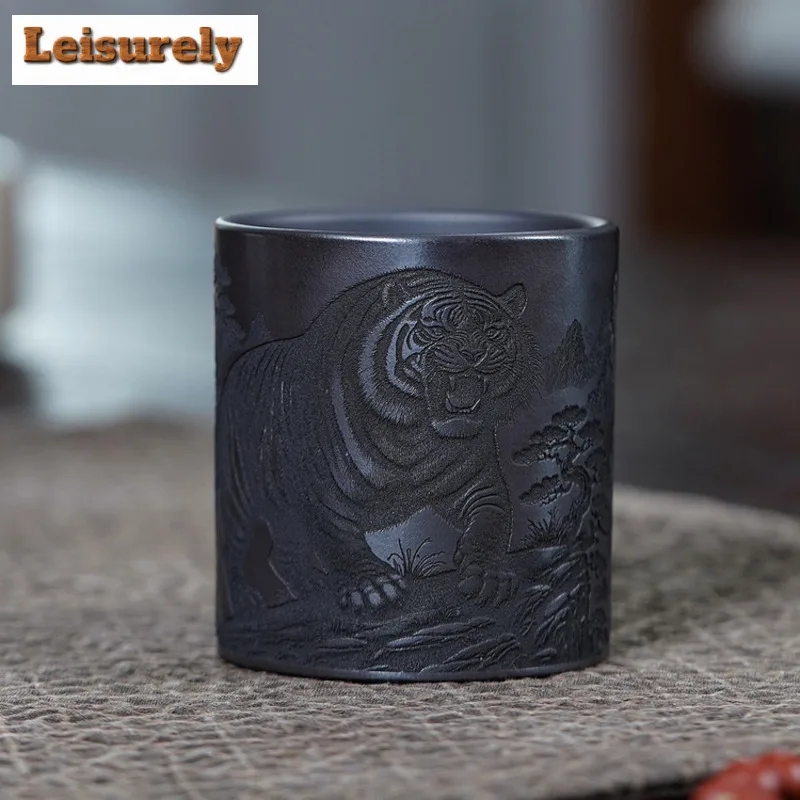 185ml Yixing Zisha Landscape Tiger Teacup Ancient Tea Bowl Single Cups Tea-tasting Smelling Cup Jianzhan Master Cups Tea Service