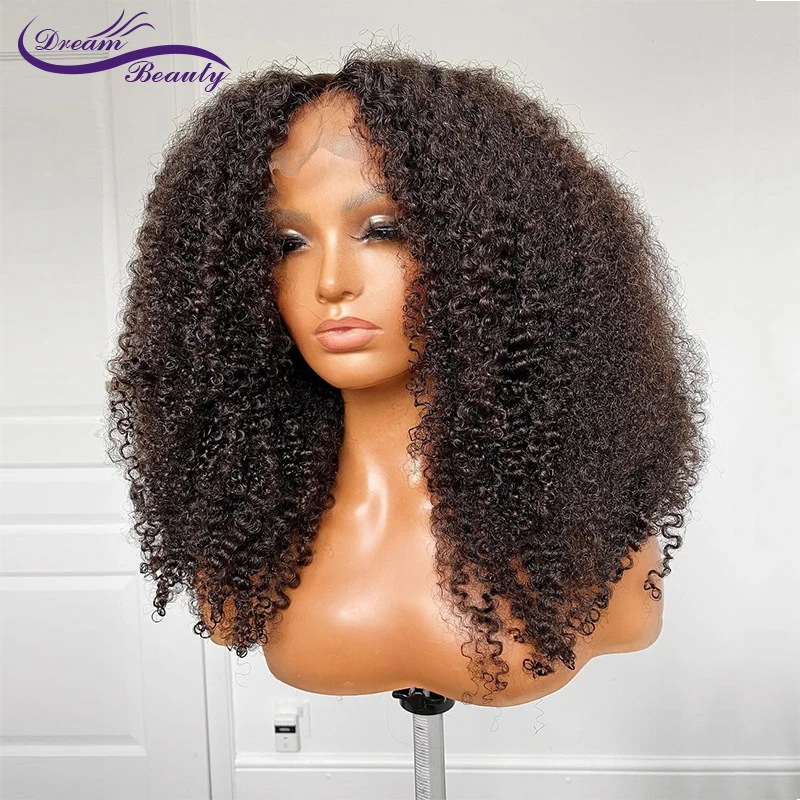 180% Natural Black Afro Kinky Curly Wigs For Women 13X4 Lace Front Human Hair Wigs Brazilian Remy Brazilian Preplucked Hair