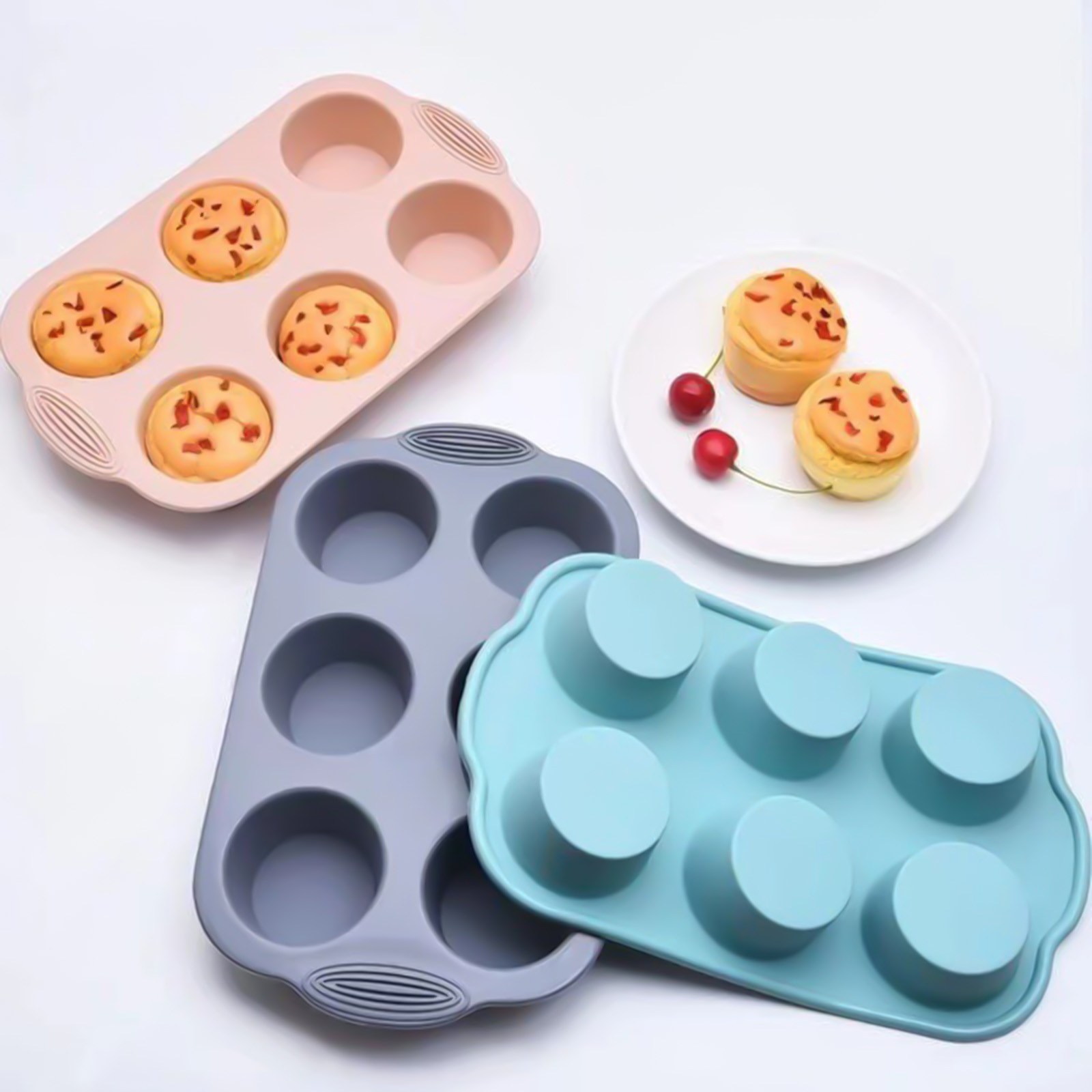 Silicone Cake Mold Pan 6 Cup Baking Tray Non-Stick Muffin Mould Cupcake Baking for Cakes Biscuit DIY Cake Kitchen Accessories