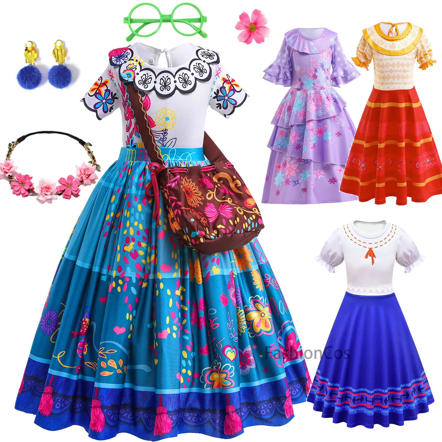 Enfants Filles Encanto Mirabel Luisa Dolores Princesse Robe Party