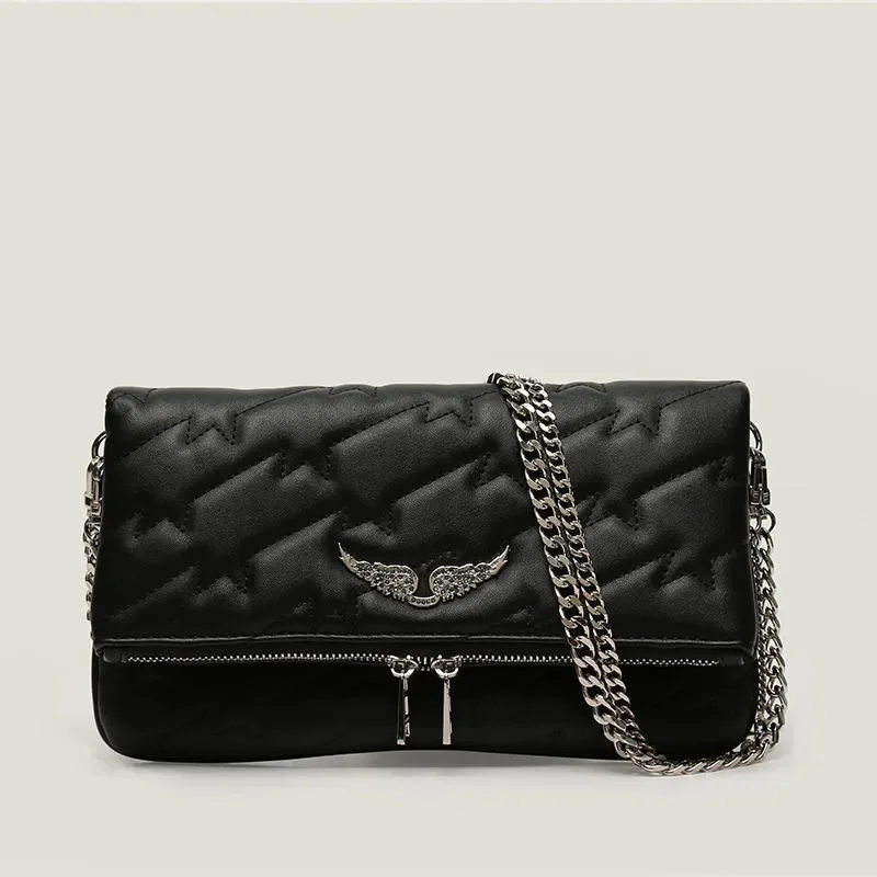 Zadig & Voltaire Zadig Voltaire Rock Quilted Bag with Detachable Chain  Strap in Black