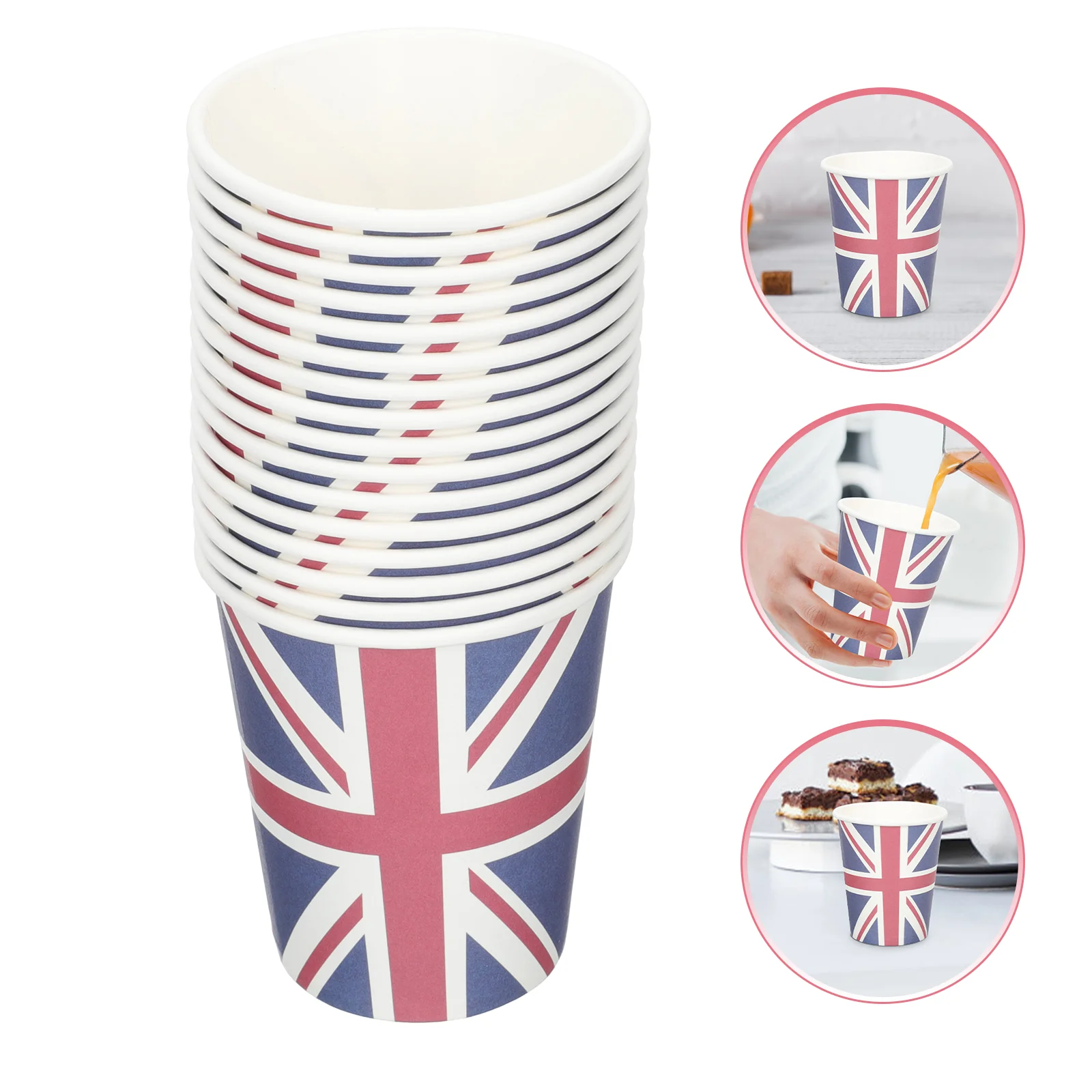 16 Pcs British Flag Paper Cup Cups for Party Water Union Jack Decorative Coffee Mug Patterns Household