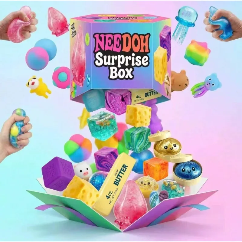 Coffret Surprise Ne EDoh 2026 - Assortiment de jouets anti-stress à presser, balles squishy en forme d'aliments et d'animaux, jouets sensoriels anti-anxiété pour enfants et adultes_voghion.com