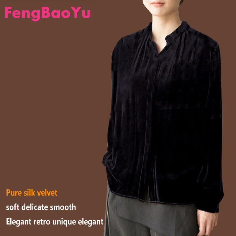 Fengbaoyu High-end Silk Velvet Autumn Winter Lady's Long-sleeved Shirt Blouses for Women Top with Free Shipping Office Outfits 1pcs yt339 nozzle aperture 1 5mm plasma cutting lgk 100 p80 electrode and nozzle 2 0mm hafnium silk free shipping