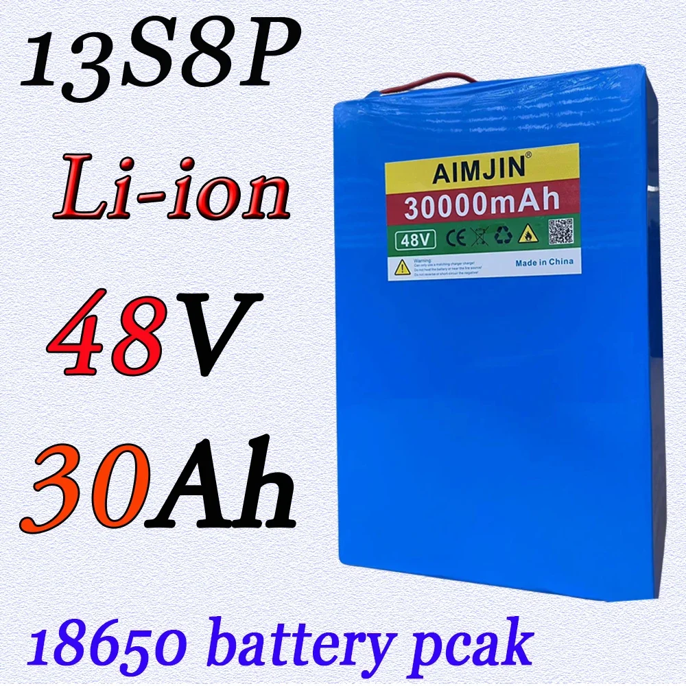

48V 30000mAh 18650 13S8P lithium battery pack 1000W electric battery with built-in 50A BMS