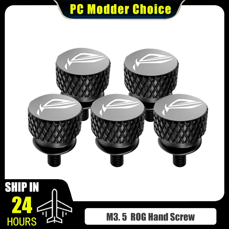 M3.5 컴퓨터 케이스 나사 ROG 로고 손으로 단계 엄지 널링 알루미늄 CNC PC 아름답게 MOD 부품 9 색 옵션, 5Pcs